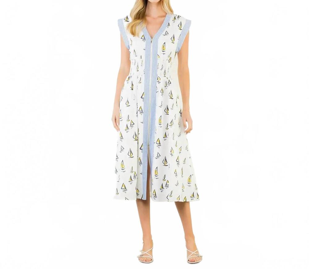 NEW THML zippered sailboat midi dress in cream
